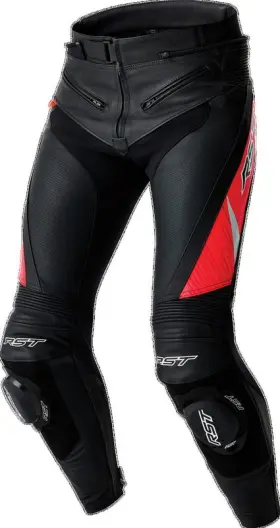 103636f.red-32 Rst Tractech Evo 5 D3o Black Flo-red Leather Pants Size Medium 103636f.red-32 Rst Tractech Evo 5 D3o Black Flo-red Leather Pants Size Medium