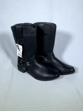 Sc200916bxl Searchers Brand L Black Motorcycle Boots With Accent Buckles Fleece Lined