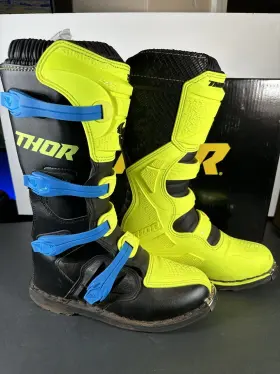 3410-2199 Thor Mens Blitz Xp Boots Motocross Dirt Bike Fluorescent Green Adult Size 11