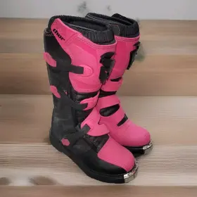 3410-2228 Thor Blitz Xp Dirt Bike Boots - Black And Pink Womens Size 6