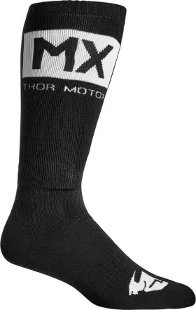 3431-0675 Thor Mx Solid Black White Socks Size 6