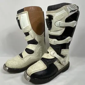 993674 Thor Blitz Boots Womens 9 White Black Motocross Motorcycle Dirt Bike Riding Mx