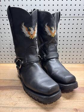 X Element Lu1496 Very Nice Xelement Eagle Black Leather Motorcycle Boots Mens Size 10 M