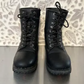 1446 Xelement Mens Ftvigilantft Black Leather Logger Motorcycle Boots Sz 10.5