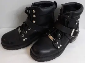 2469 Xelement Womens Black Advanced Lace Up Motorcycle Biker Boots Euc