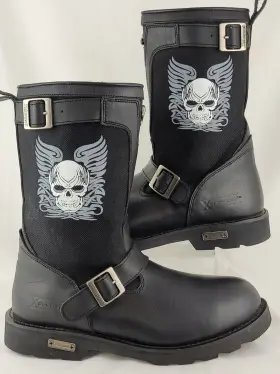 X19405 Xelement Footwear 321467 Mens Black Tribal Skull Motorcycle Boots Size 11
