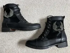 Lu9021-m Xelement Lu-9021 Mens Motorcycle Boots Skull Laser Lace Up Biker Size 10.5 Used