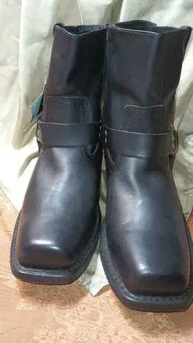 Lu1502 Xelement Black Leather Harness Motorcycle Boots 8ft Tall Mens 11 New