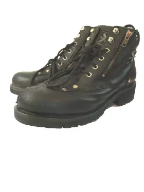 Lu1504 Xelement X Element Black Leather Sz 10.5m Dual Zip-lace-up Mens Biker Boot - Lu 1504