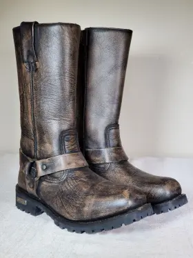 X99005 Xelement Throttle Distressed Brown Leather Motorcycle Rider Boots Mens Us 10.5