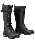 Milwaukee Leather Women's Floral Embroidered Tall Motorcycle Boot Round Toe - New. Price: $214.19.