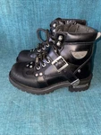 Milwaukee Road Captain Black Leather Womens 10C Biker Boots Lace-up/zip Size 6.5 Pre-owned. Price: $40.00.