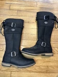 Harley-davidson Knee High Riding Boot Black Buckle Lace-up Round Toe Size 8M New. Price: $110.00.