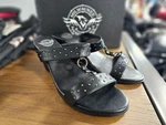 Milwaukee Leather MBL9450 Women's Black Studded Double Strap Wedge Sandals Sz New. Price: $40.00.