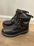 Harley Davidson Boots Women Sz 10 #84147 Apex Black Leather Strap Buckle&lace Pre-owned. Price: $40.00.