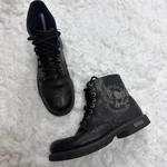 Vintage Harley Davidson Leather Boots Men's 9.5 Black Skull & Bones Logo Pre-owned. Price: $69.00.
