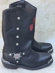 Red 1670 Motorcycle Boots Size 9 With Silver Accents, & Wings Pre-owned. Price: $129.99.