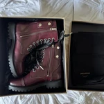 Zadig & Voltaire Joe Fight Burgundy Leather Combat Boots Women Zip Lace-up New. Price: $195.00.
