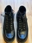 Red Wing 9075 Moc Toe Boot Recrafted 10D Black Harness Leather Pre-owned. Price: $235.00.