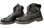 Harley-davidson Black Leather Biker Boots Lace-up Zip Men's Ankle Slip Resistant Pre-owned. Price: $22.00.