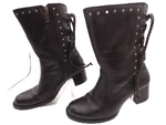 Harley-davidson Women's Black Studded Zip Up Mid-calf Biker Boots 7 Used. Price: $56.69.