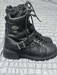 Harley Davidson Ankle Boots Women 6.5 Black Leather Lace Up 85280 Zip Chunky Pre-owned. Price: $23.97.