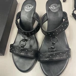 Milwaukee Leather MBL9450 Women's Black Studded Double Strap Wedge Sandals - 8 New. Price: $47.00.