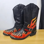 Harley Davidson Leather Harness Flame Overlay Boots Size 10.5 Mens Motorcycle Pre-owned. Price: $245.00.
