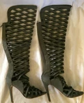 Speed Limit 98 Over Knee Green Gladiator Stiletto Boots Size 6 Pre-owned. Price: $38.00.