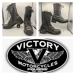 Men's Boots Victory Motorcycles Polaris Black Leather Biker Vntge 8.5/10.5 Women Pre-owned. Price: $120.00.