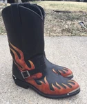 Harley Davidson Harness Flame Overlay Tall Leather Motorcycle Boots Size 12 Pre-owned. Price: $75.00.