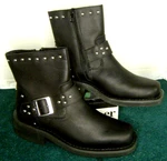 Women's Size 6 Leather Biker Boot With Studs & Buckle - Ride Tecs 8811 New. Price: $77.00.