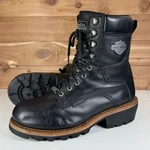 Harley Davidson Men's Tyson Logger Black Motorcycle Boots (D95188) Size 11.5 Pre-owned. Price: $130.00.