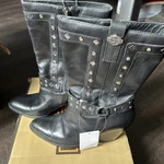 Harley-davidson Strut Studded Logo Zip Black Leather Mid-calf Boots Women's 10 New. Price: $50.00.