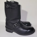 Frye Women's 8.5 Us Engineer Pull On Block Heel Leather Moto Boots Shoes Black Pre-owned. Price: $269.00.