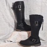 Harley-davidson Knee High Riding Boot Black Buckle Lace-up Round Toe D87155 Pre-owned. Price: $70.00.